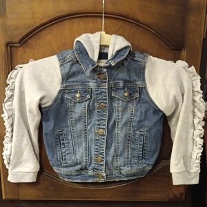 Tucker + Tate Blue Denim Jacket with Gray Ruffle Sleeves Little Girl's Size 5
